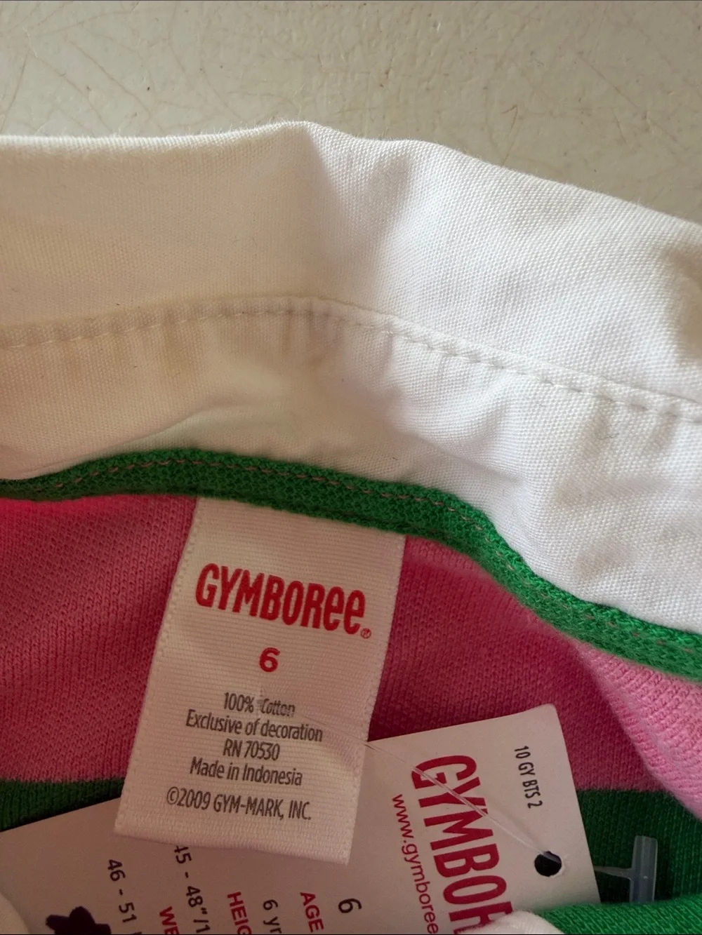 Gymboree Pink and Green Striped Long-Sleeve Polo